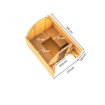 Karibu Massivholzsauna Fasshaus 295x219 cm | Wandstärke 38mm