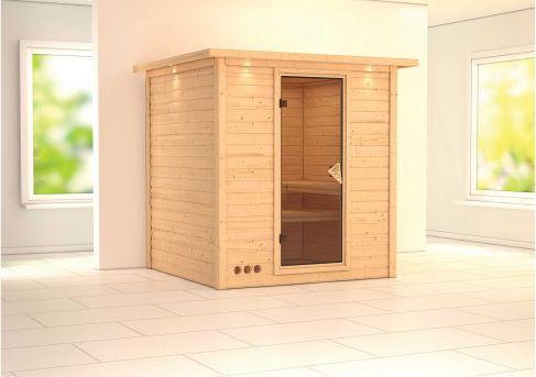 Karibu Massivholzsauna Mojave 196x196 cm | Wandstärke 40mm