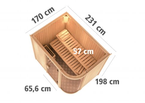 Karibu Systemsauna Parima 4 |  231x170 cm | Wandstärke 68mm