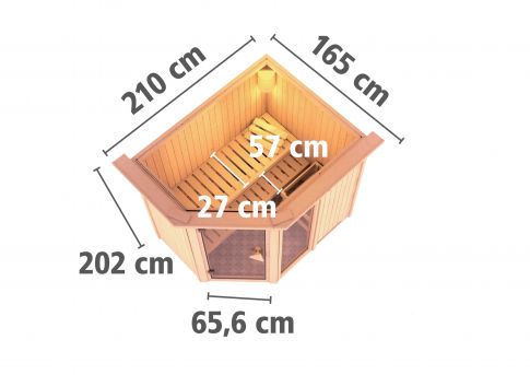 Karibu Systemsauna Fiona 1| 196x151 cm | Wandstärke 68mm