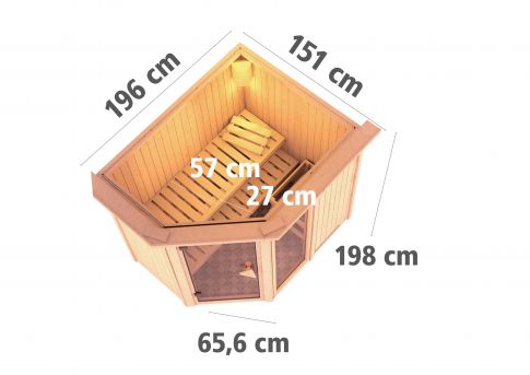 Karibu Systemsauna Fiona 1| 196x151 cm | Wandstärke 68mm