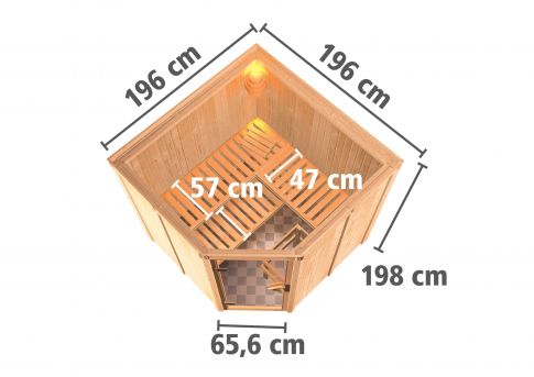 Karibu Systemsauna Jarin 196x196 cm | Wandstärke 68mm