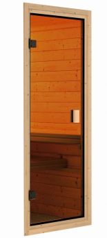 Karibu Massivholzsauna Saunahaus Hygge mit Vorraum | 508x276 cm | Wandstärke 38mm