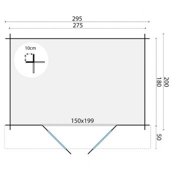 Grundriss Gartenhaus Anja 295x250cm