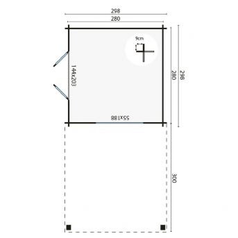 Grundriss Gartenhaus Dellinger 298+300x298cm