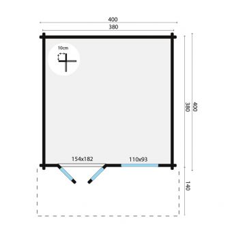 Grundriss Gartenhaus Stian 58mm 400x400+140cm