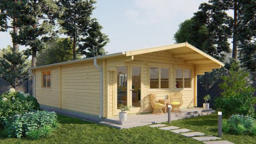 Gartenhaus Ballyragget 70mm 595x800+140cm Vordach