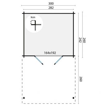 Grundriss Gartenhaus Georg 300x260+260cm