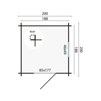 Grundriss Gartenhaus Gerätehaus  Argo 19mm 200x200cm