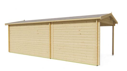 Seitliche Ansicht von Hinten Gartenhaus Skeg 44mm 720x340cm