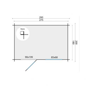 Grundriss Gartenhaus Sten 28mm 295x200cm