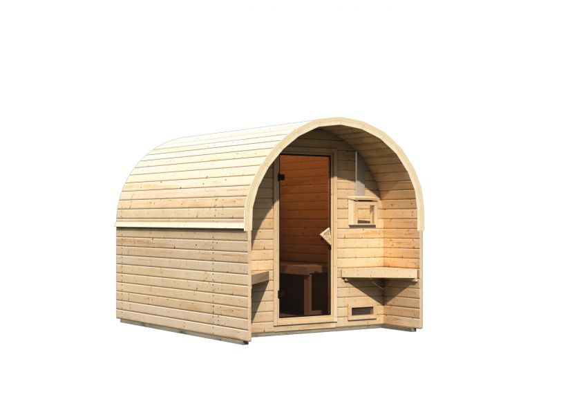 Karibu Massivholzsauna Fasshaus 295x219 cm | Wandstärke 38mm