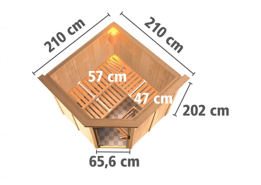 Karibu Systemsauna Jarin 196x196 cm | Wandstärke 68mm