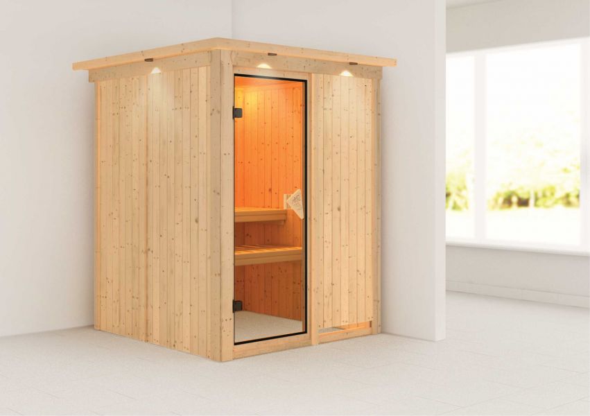 Karibu Systemsauna Minja | 151x151 cm | Wandstärke 68mm