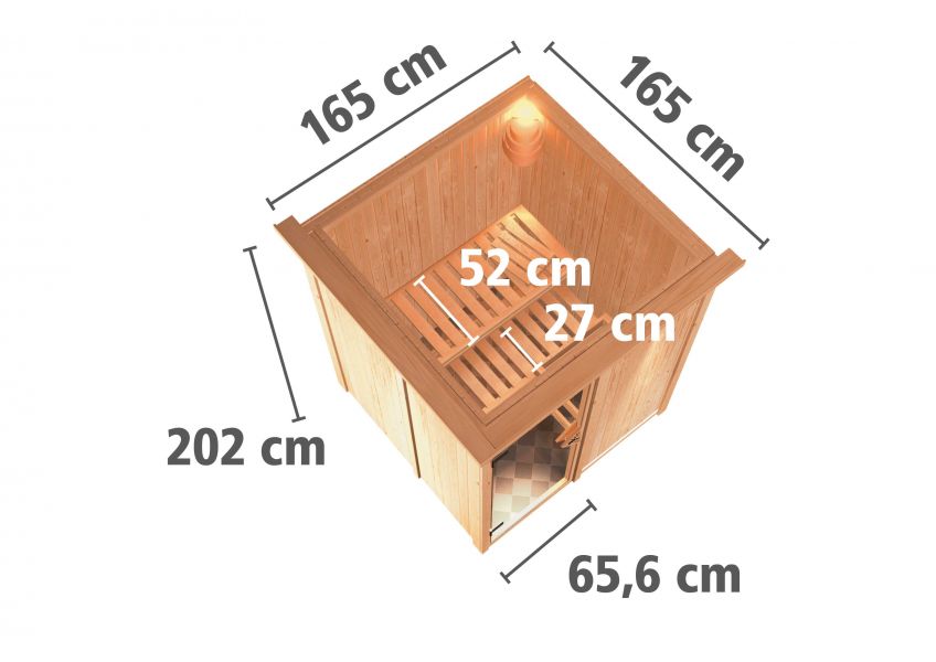 Karibu Systemsauna Minja | 151x151 cm | Wandstärke 68mm