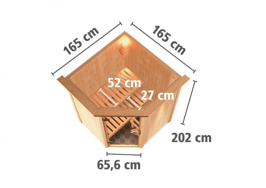 Karibu Systemsauna Nanja | 151x151 cm | Wandstärke 68mm