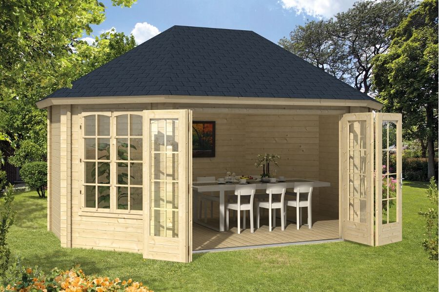 6 Eck Gartenhaus Gudrun 44mm 503x360cm