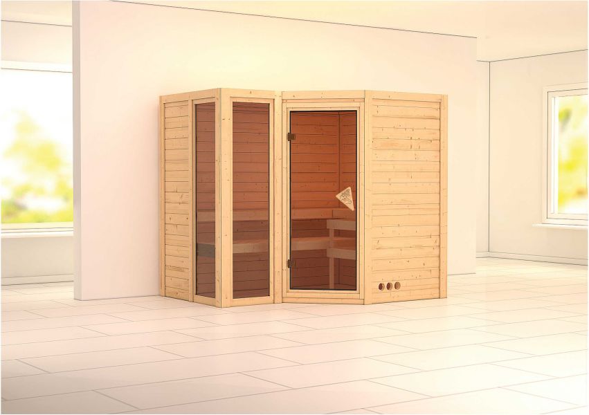 Karibu Massivholzsauna Amara | 236x184 cm | Wandstärke 40mm