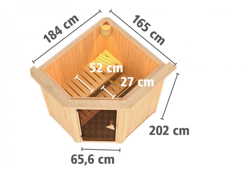 Karibu Systemsauna Tonja | 170 x151 cm | Wandstärke 68mm