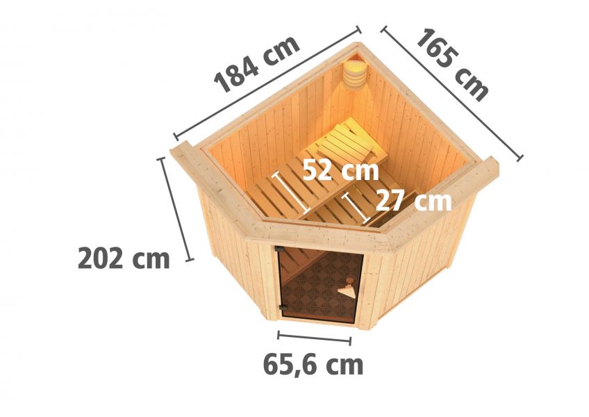 Karibu Systemsauna Tonja | 184 x165 cm | Wandstärke 68mm | Sparset