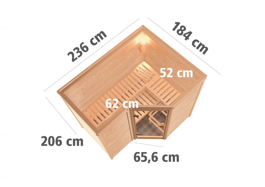 Karibu Massivholzsauna Sahib 2 | 236x184 cm | Wandstärke 40mm