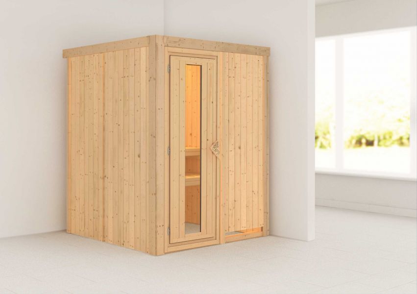 Karibu Systemsauna Minja | 151x151 cm | Wandstärke 68mm