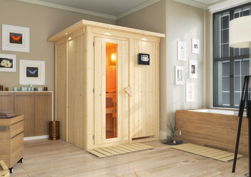 Karibu Systemsauna Minja | 151x151 cm | Wandstärke 68mm