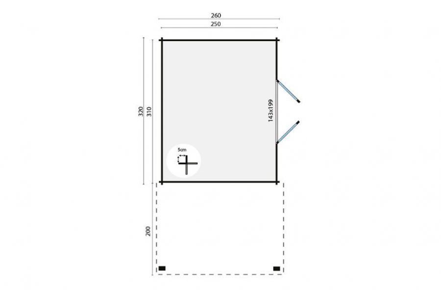 Grundriss Gartenhaus Extramodern 520x260cm