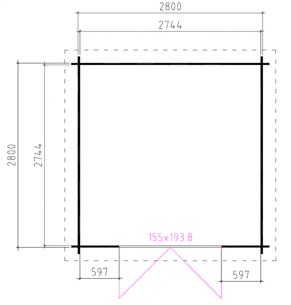 Grundriss Gartenhaus Frido  320x320cm