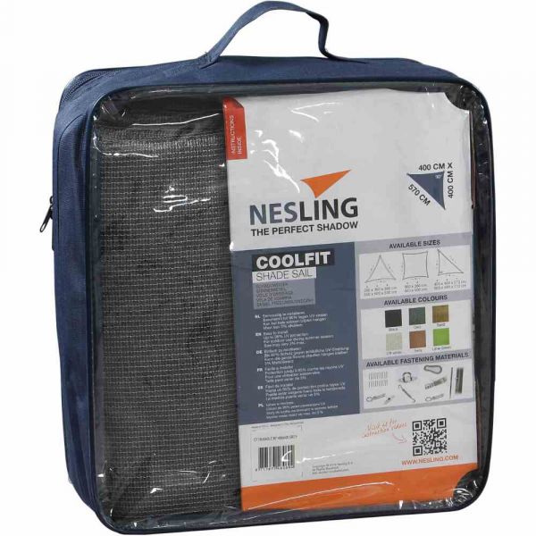 Nesling 90° Coolfit Sonnensegel 3-Eck 400x400x570 cm Grau