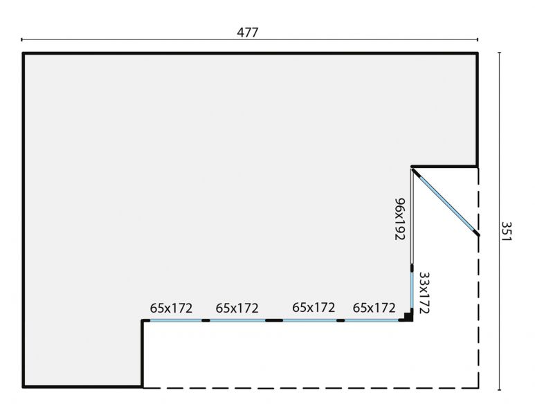 Grundriss Gartenhaus Elin 19mm 477x351cm