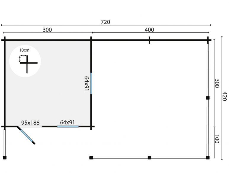 Grundriss Gartenhaus Ragna 40mm 720x420cm