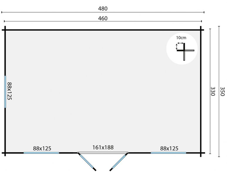 Grundriss Gartenhaus Tane 40mm 480x350cm